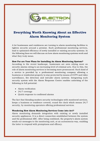 Everything Worth Knowing About an Effective Alarm Monitoring System
