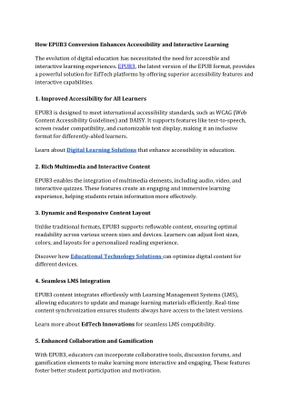How EPUB3 Conversion Enhances Accessibility and Interactive Learning