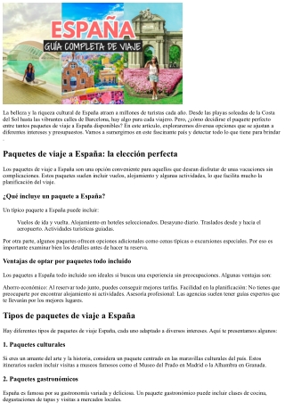Paquetes de viaje a España para todos los gustos