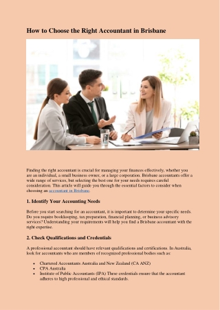 How to Choose the Right Accountant in Brisbane