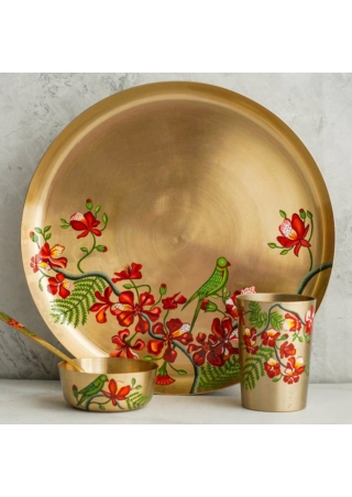 Buy Gulmohar Kansa Dinner Set For One Online - Indian Heirloom Company