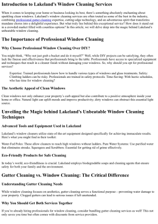 Unveiling the Magic behind Lakeland's Unbeatable Window Cleaning