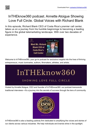 InTHEknow360 podcast. Annette Atoigue Showing Love Full Circle. Global Voices with Richard Blank