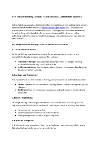 How Online Publishing Solutions Make Educational Content More Accessible
