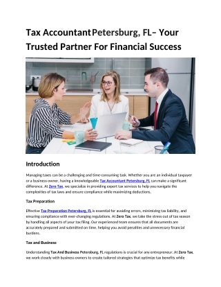 Tax Accountant Petersburg, FL– Your Trusted Partner For Financial Success