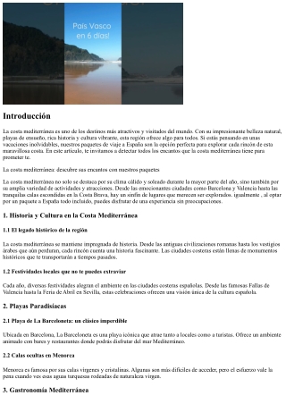 La costa mediterránea: descubre sus encantos con nuestros paquetes