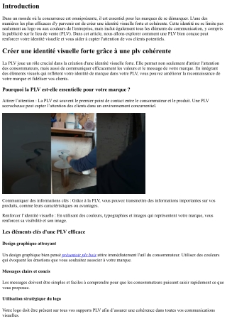 “Créer une identité visuelle forte grâce à une plv cohérente”