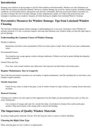 Preventative Measures for Window Damage: Tips from Lakeland Window Cleaning