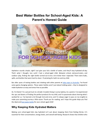 Best Water Bottles for School-Aged Kids
