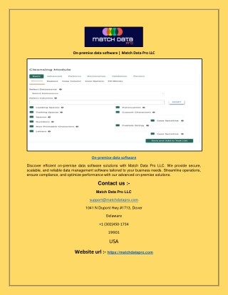 On-premise data software | Match Data Pro LLC