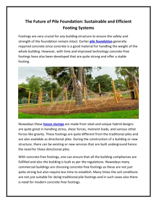 The Future of Pile Foundation Sustainable and Efficient Footing Systems