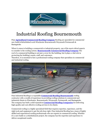 Commercial Roofing Companies Dorset