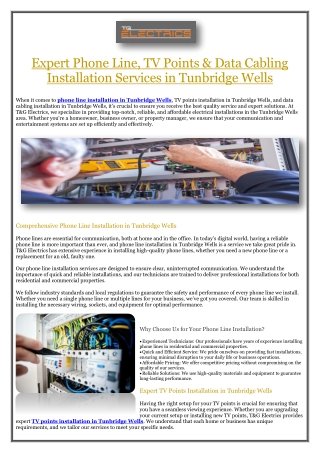 Phone Line Installation Tunbridge Wells