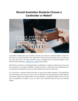 Should Australian Students Choose a Cardholder or Wallet