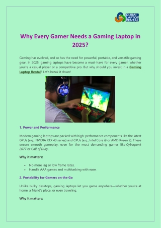 Why Every Gamer Needs a Gaming Laptop in 2025?