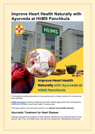 Improve Heart Health Naturally with Ayurveda at HiiMS Panchkula