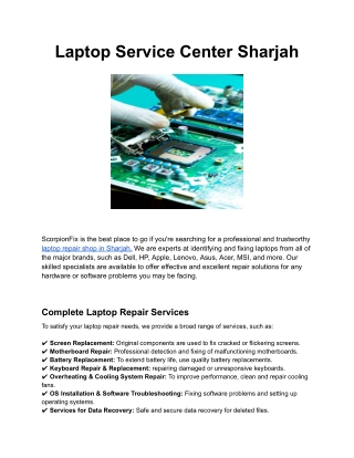Laptop Service Center Sharjah
