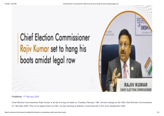 Chief Election Commissioner Rajiv Kumar set to hang his boots amidst legal row