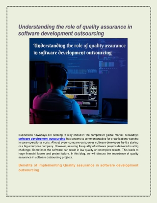 Understanding the role of quality assurance in software development outsourcing