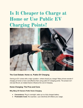 Is It Cheaper to Charge at Home or Use Public EV Charging Points_
