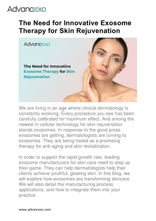 Exosome Therapy for Skin Rejuvenation in Delhi