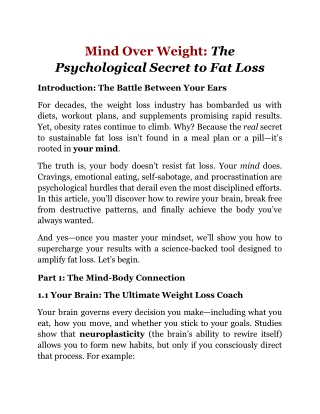 Mind Over Weight_ The Psychological Secret to Fat Loss