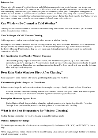 Ice, Cold, and Your Windows: Pre-Cleaning Care Tips