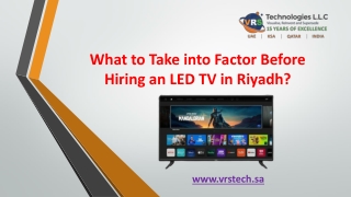 What to Take into Factor Before Hiring an LED TV in Riyadh?