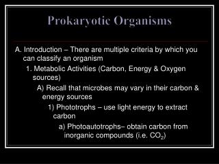 Prokaryotic Organisms