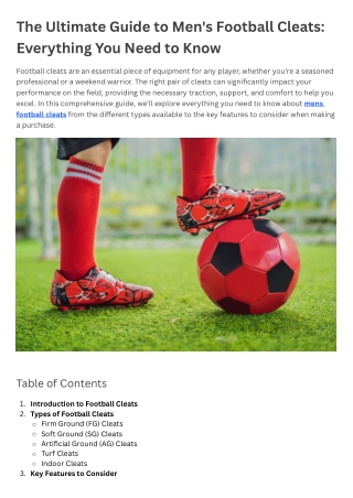 The Ultimate Guide to Men's Football Cleats Everything You Need to Know