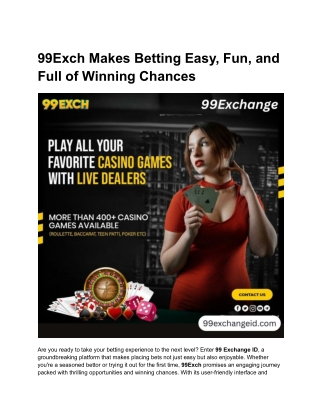 99Exch Makes Betting Easy, Fun, and Full of Winning Chances