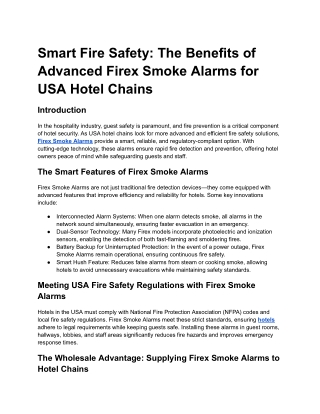 Smart Fire Safety_ The Benefits of Advanced Firex Smoke Alarms for USA Hotel Chains