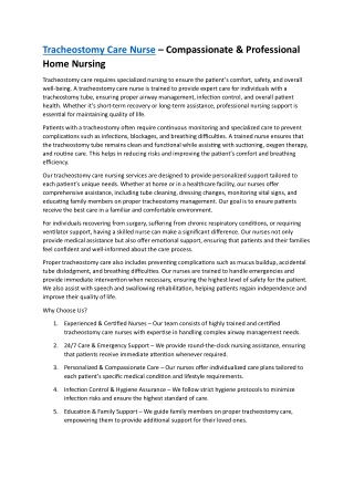Tracheostomy Care Nurse