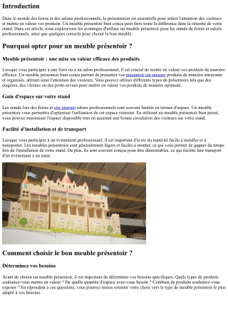 Meuble présentoir : une option pratique pour les stands de foires et salons prof