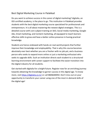 Best Digital Marketing Course in Palakkad