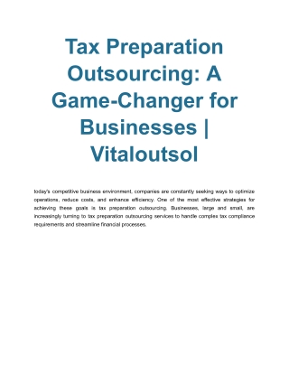 Tax Preparation Outsourcing_ A Game-Changer for Businesses _ Vitaloutsol