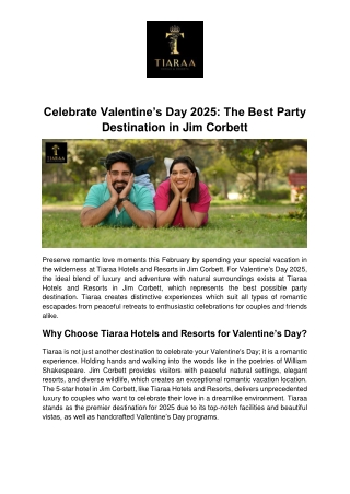 Celebrate Valentine’s Day 2025 The Best Party Destination in Jim Corbett