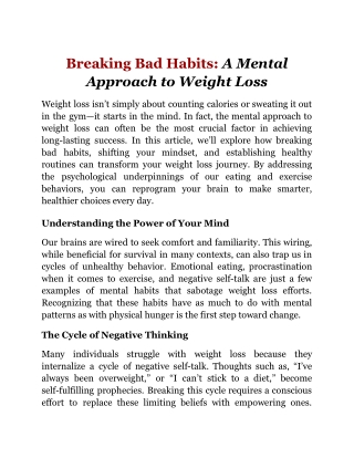 Breaking Bad Habits_ A Mental Approach to Weight Loss