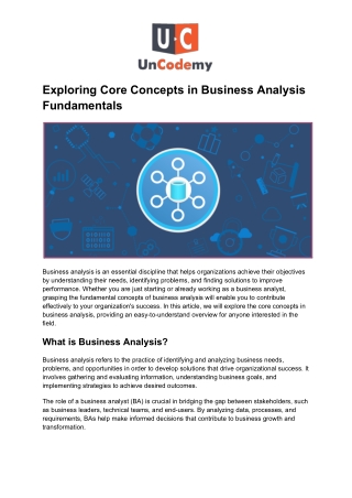 Exploring Core Concepts in Business Analysis Fundamentals