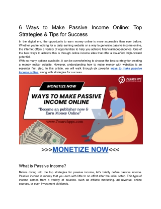 6 Ways to Make Passive Income Online_ Top Strategies & Tips for Success