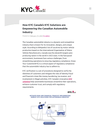 How KYC Canada’s KYC Solutions are Empowering the Canadian Automobile Industry