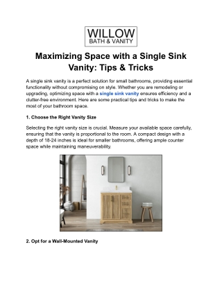 Maximizing Space with a Single Sink Vanity_ Tips & Tricks