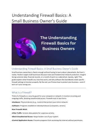 Understanding Firewall Basics: A Small Business Owner's Guide