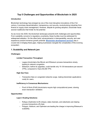Top 5 Challenges and Opportunities of Blockchain in 2025