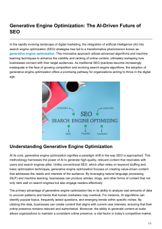 Generative Engine Optimization The AI-Driven Future of SEO