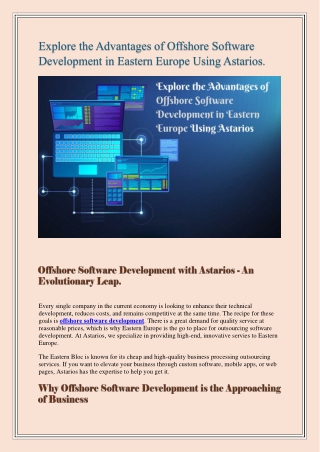 Explore the Advantages of Offshore Software Development in Eastern Europe Using Astarios