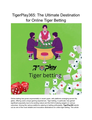 TigerPlay365_ The Ultimate Destination for Online Tiger Betting