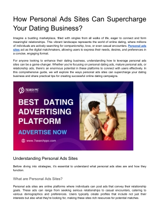 How Personal Ads Sites Can Supercharge Your Dating Business?