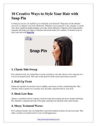 10 Creative Ways to Style Your Hair with Snap Pin