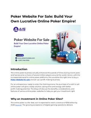 Poker Website For Sale_ Build Your Own Lucrative Online Poker Empire